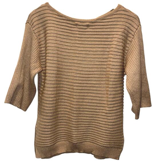 Dana Buchman Sweater 1/2 Sleeve Knit Tan Gold Shimmer Womens Size Small NWT NEW - Picture 2 of 9
